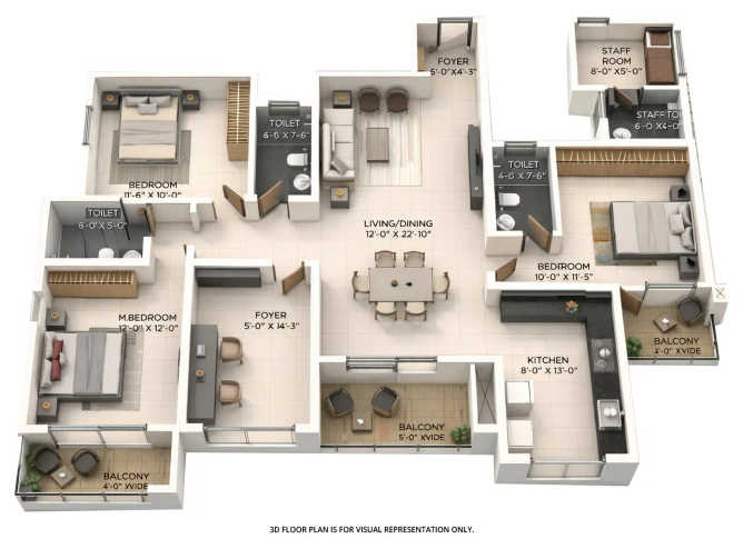Provident Ecopolitan Huvinayakanahalli - Floor plan 3.5 BHK 1900 Sq.ft