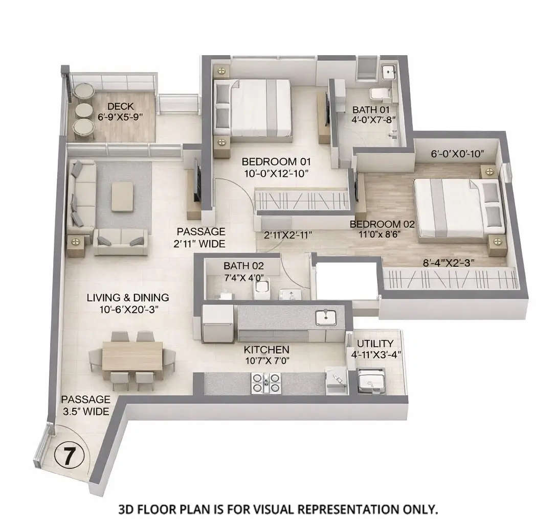 Floor plan for 2 BHK