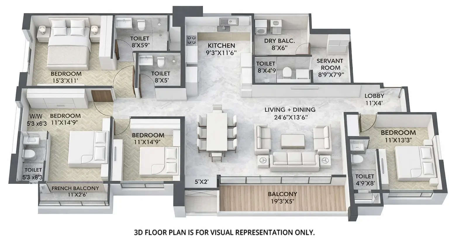 Floor plan for 4 BHK