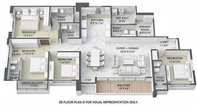 Mantra Mayfair River Residences Mundhwa - Floor plan 4 BHK 1747 Sq.ft