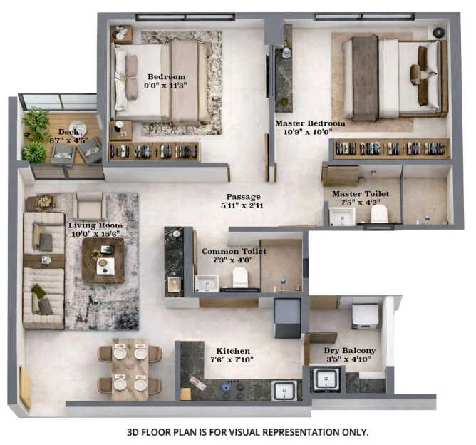 Shapoorji Joyville Celestia Shewalewadi - Floor plan 2 BHK 595 Sq.ft