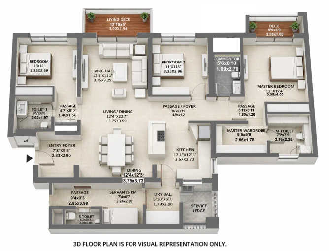 Mantra 1 Residences By Burgundy Magarpatta - Floor plan 3.5 BHK 1692 Sq.ft