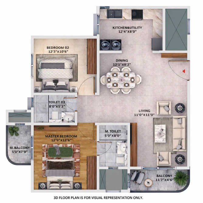 Sattva Vasanta Skye Devanahalli - Floor plan 2 BHK 1338 Sq.ft