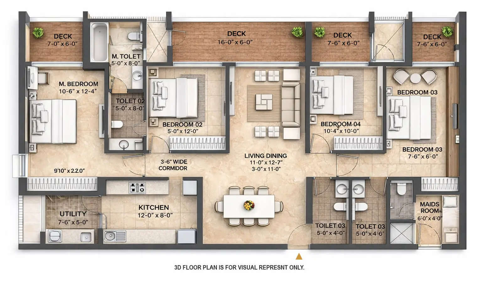 Floor plan for 4 BHK