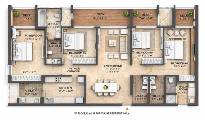 Lodha New Cuffe Parade Wadala - Floor plan 4 BHK 1768 Sq.ft
