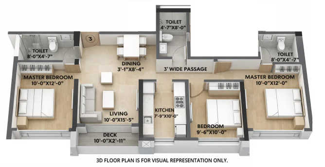 Ajmera Solis Vikhroli - Floor plan 3 BHK 810 Sq.ft