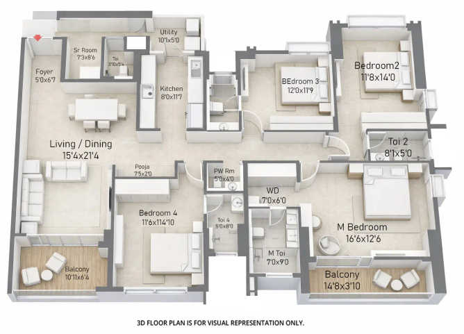 Godrej Skyline Koregaon Park - Floor plan 4 BHK 1810 Sq.ft