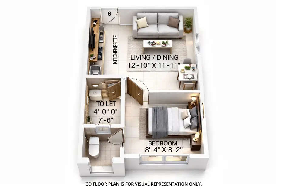 Floor plan for 1 BHK