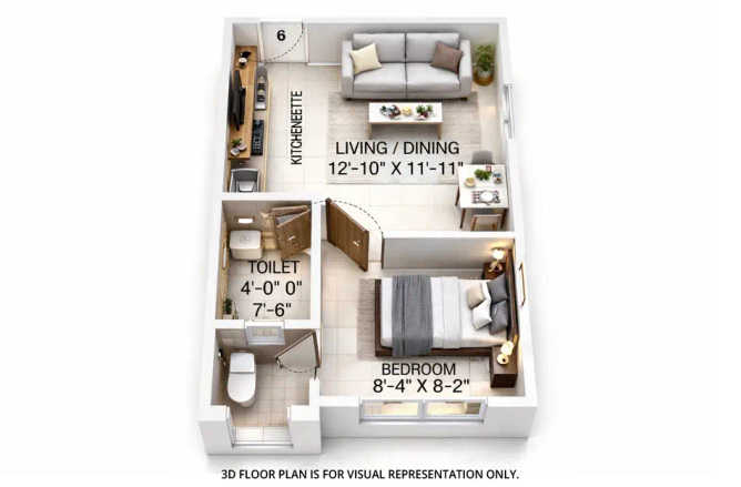 Hiranandani Solitaire Ghodbunder Road - Floor plan 1 BHK 404 Sq.ft