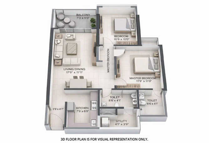 Kashish Park Iris Teen Hath Naka - Floor plan 2 BHK 832 Sq.ft