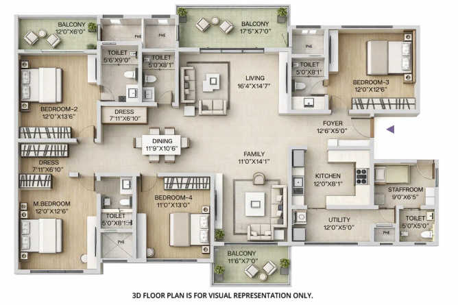 Century Silicon City Marathahalli - Floor plan 4 BHK 3115 Sq.ft