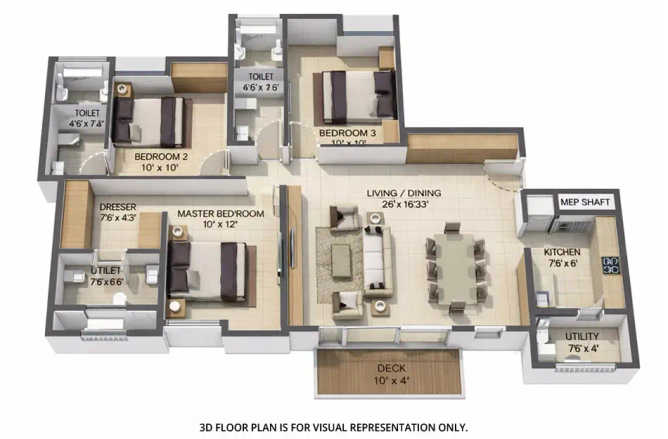Lodha Upper Thane Bhiwandi - Floor plan 3 BHK 957 Sq.ft