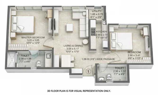 Kalpataru Vivant Andheri - Floor plan 2 BHK 759 Sq.ft