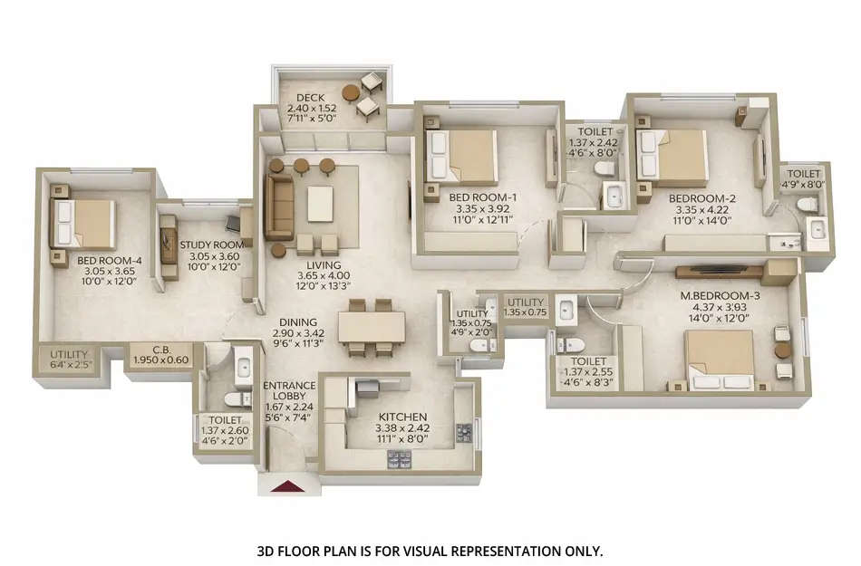 Floor plan for 4 BHK