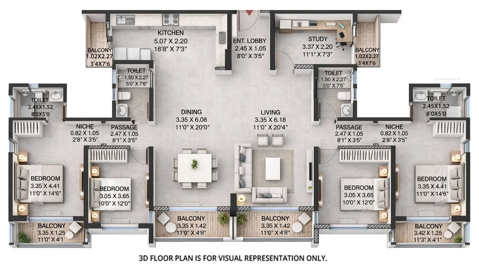 Floor plan for 4 BHK