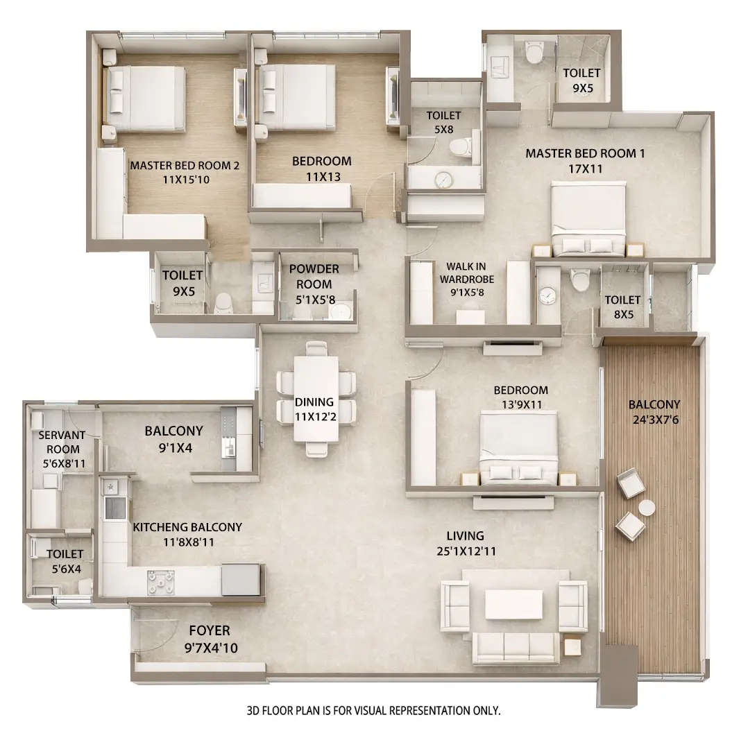 Floor plan for 4 BHK