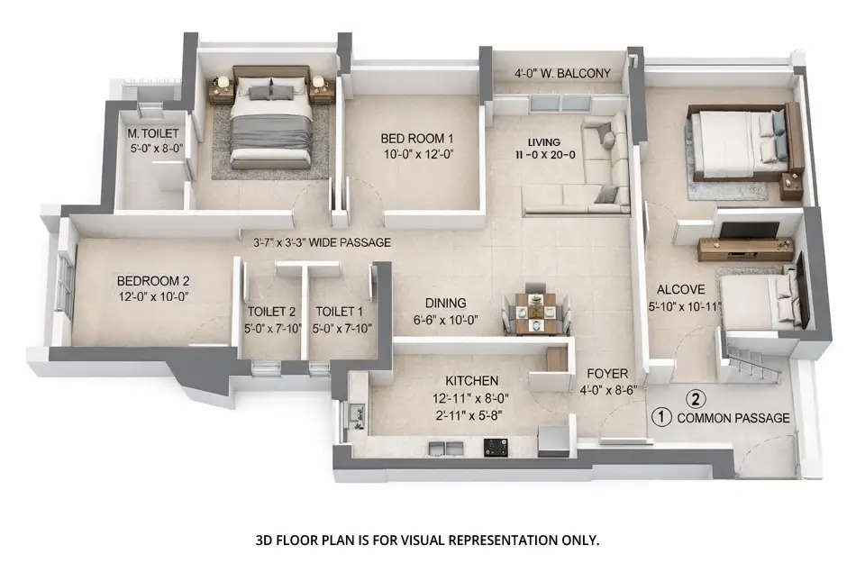 Floor plan for 4 BHK