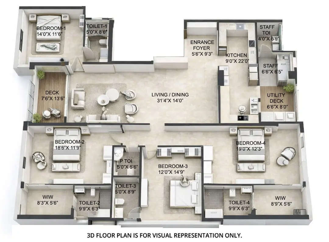 Floor plan for 4 BHK