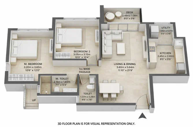 Mahindra Marina 64 Malad - Floor plan 2 BHK 775 Sq.ft