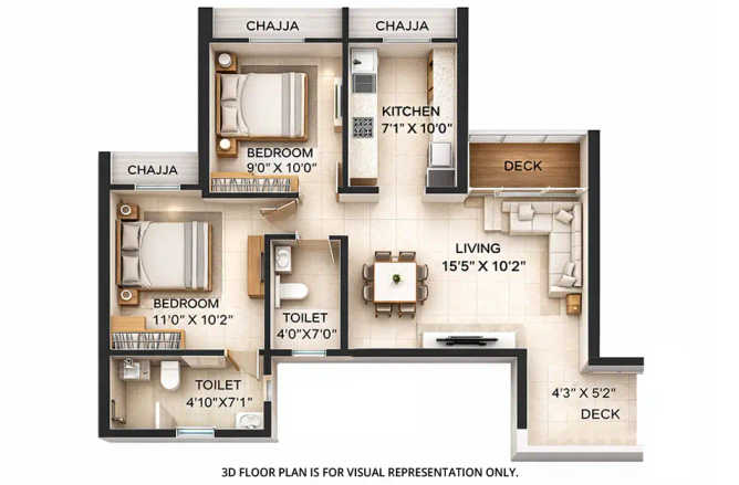 Codename Ultimate Bonanza Kharghar - Floor plan 2 BHK 583 Sq.ft