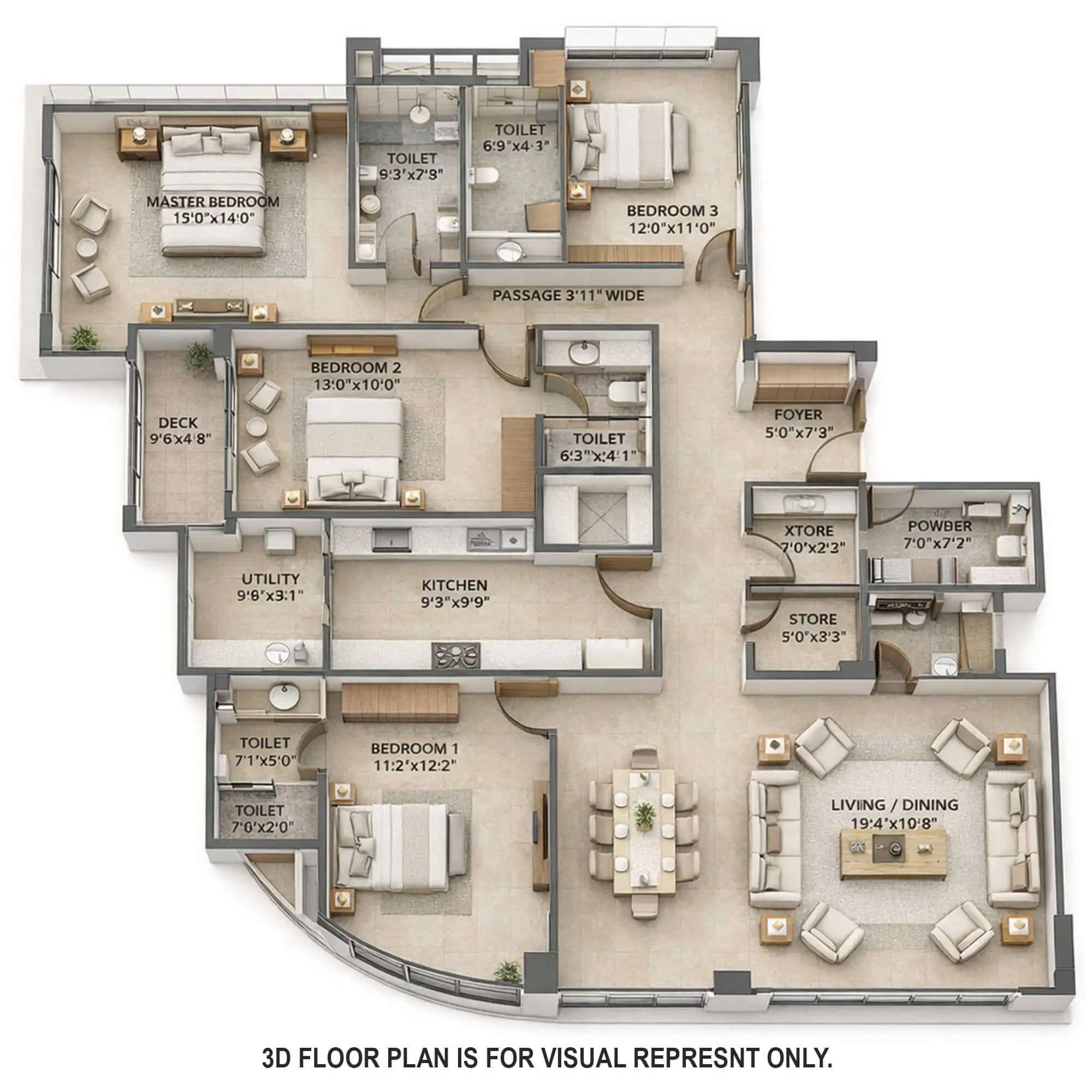 Floor plan for 4 BHK