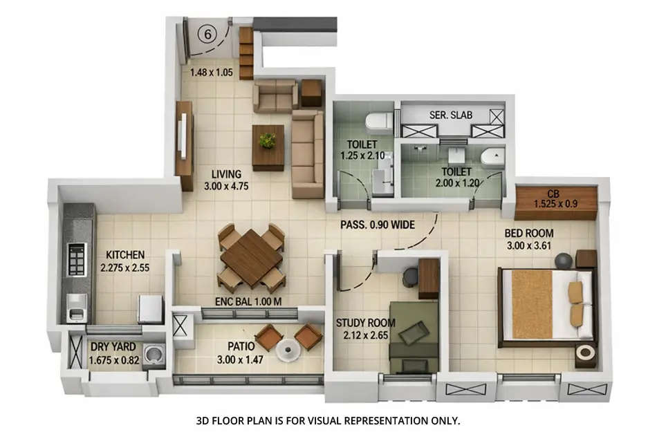 Floor plan for 2 BHK