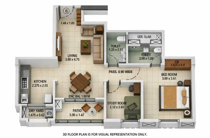 Puraniks Rumah Bali Ghodbunder Road - Floor plan 2 BHK 548 Sq.ft