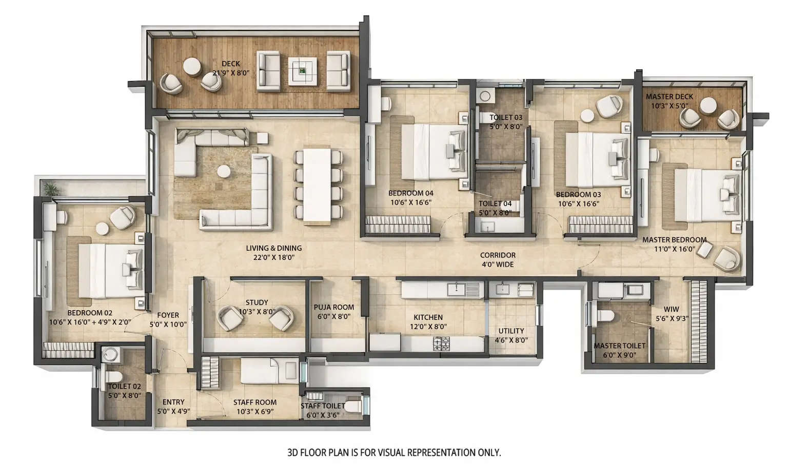 Lodha Haven Choodasandra - Floor plan 4.5 BHK 2225 Sq.ft