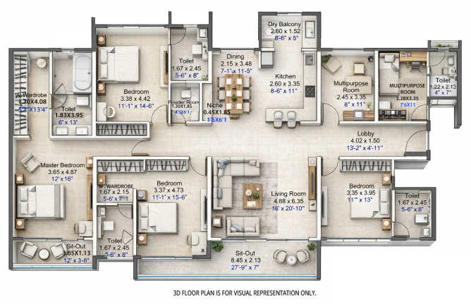 Kohinoor Satori Mahalunge Baner - Floor plan 4.5 BHK 2326 Sq.ft
