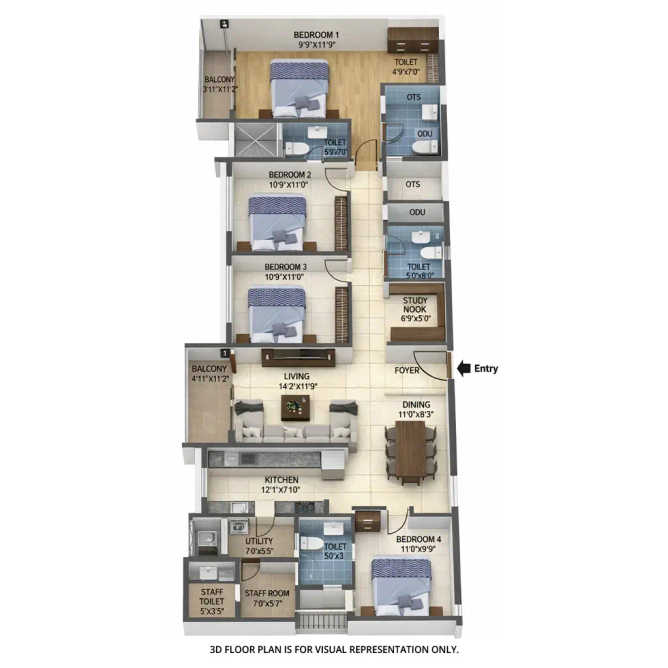 TVS Emerald Luxor Anna Nagar - Floor plan 4 BHK 2601 Sq.ft