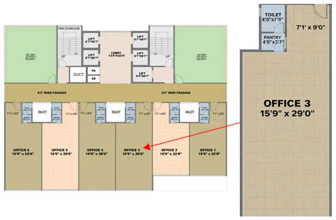 Greenscape CBD 614 Belapur - Floor plan Commercial Office 3194 Sq.ft