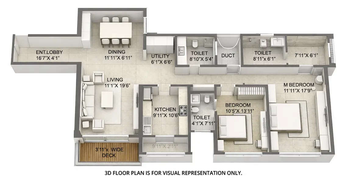 Floor plan for 2 BHK