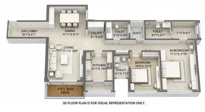 Kalpataru Magnus Bandra - Floor plan 2 BHK 781 Sq.ft