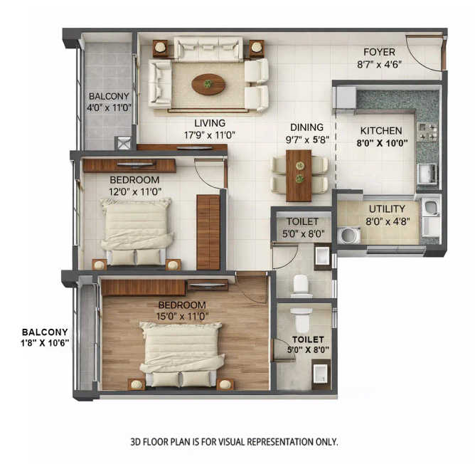 Sumadhura Folium Whitefield - Floor plan 2 BHK 1347 Sq.ft