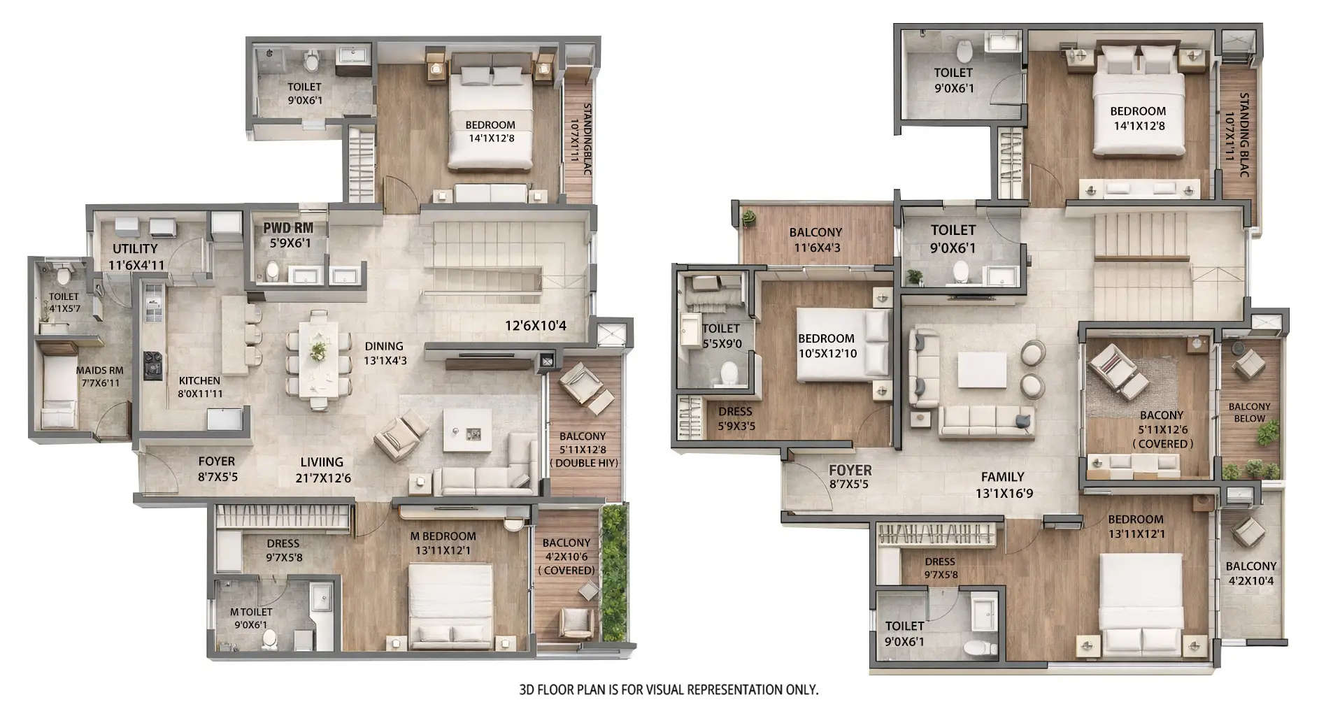 Floor plan for 5 BHK