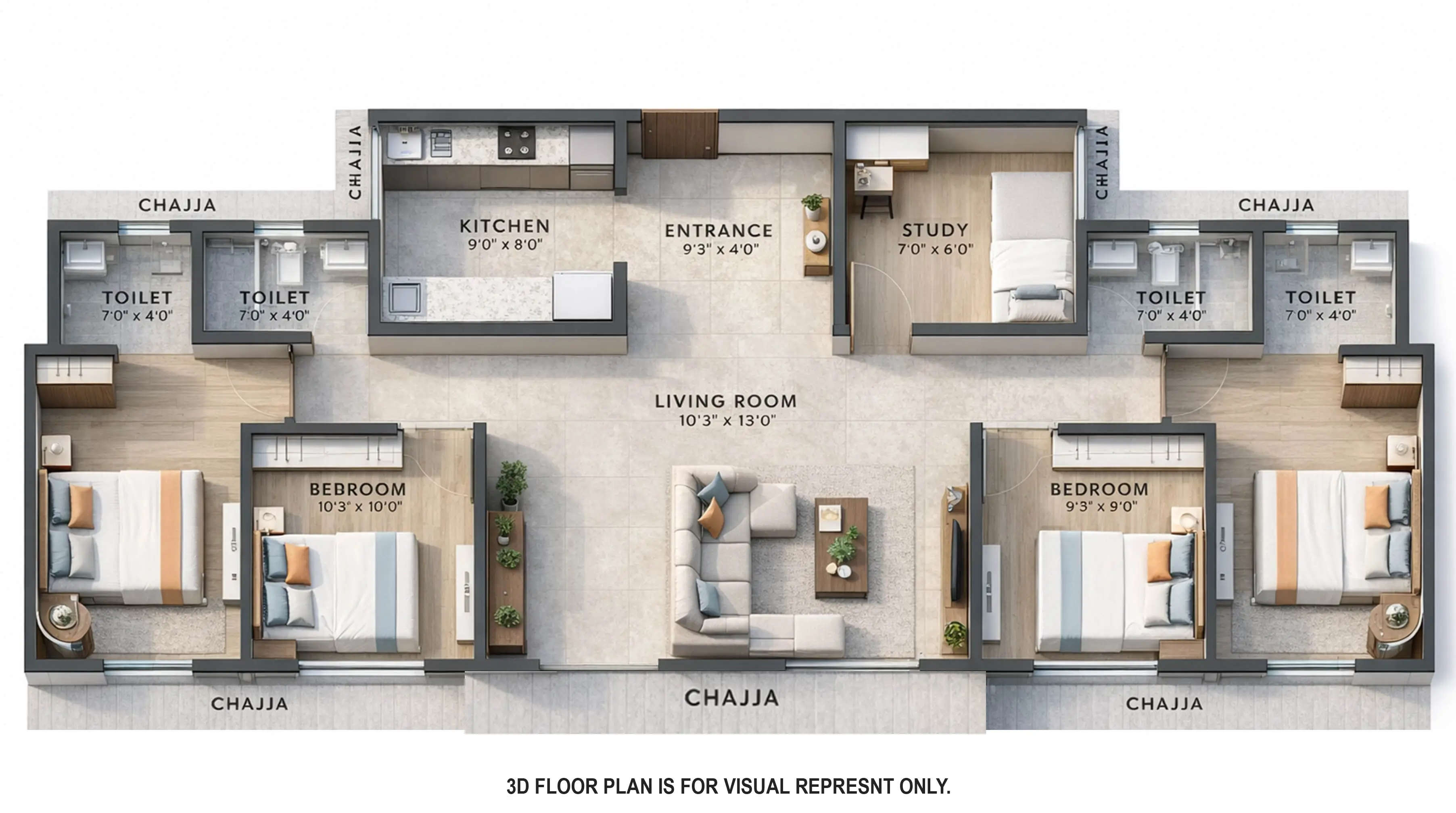 Floor plan for 4 BHK