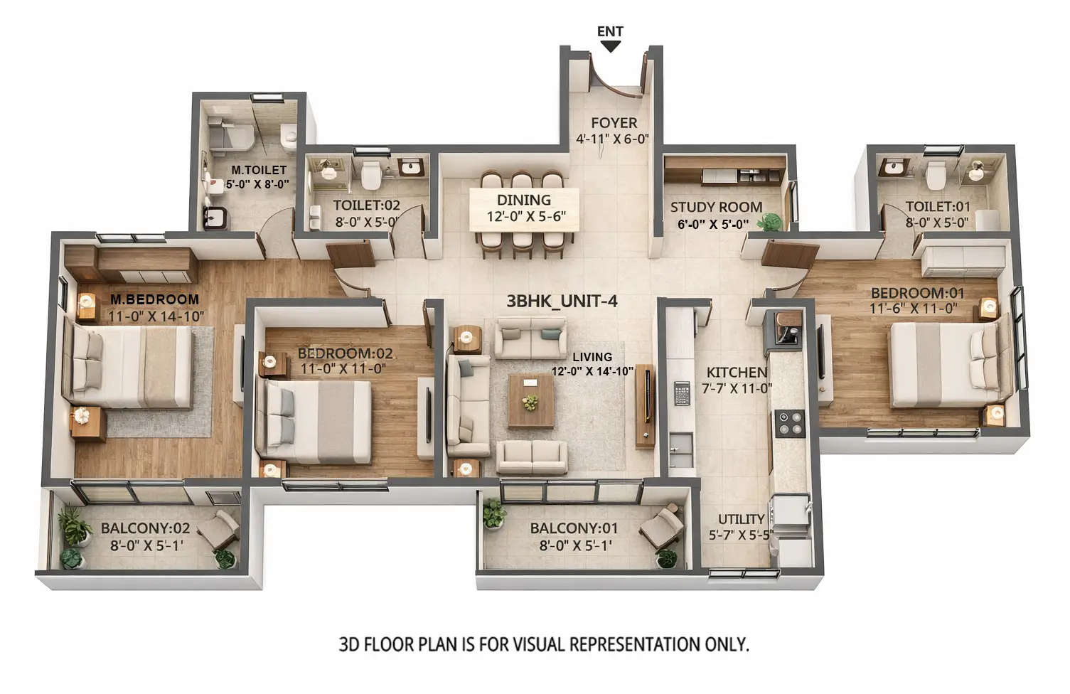 Floor plan for 3.5 BHK