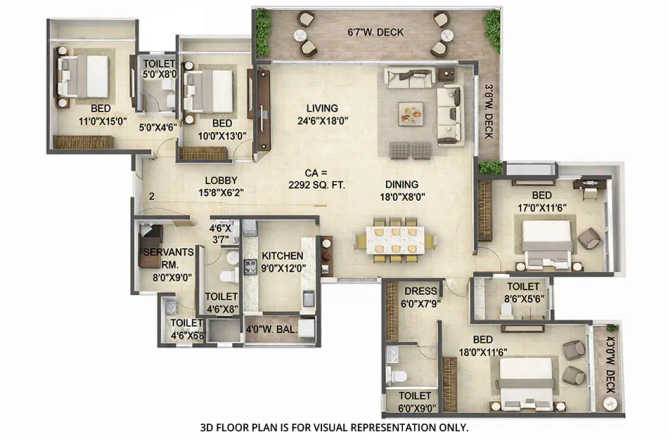 Goodwill Wisteria Vashi - Floor plan 4.5 BHK 2292 Sq.ft