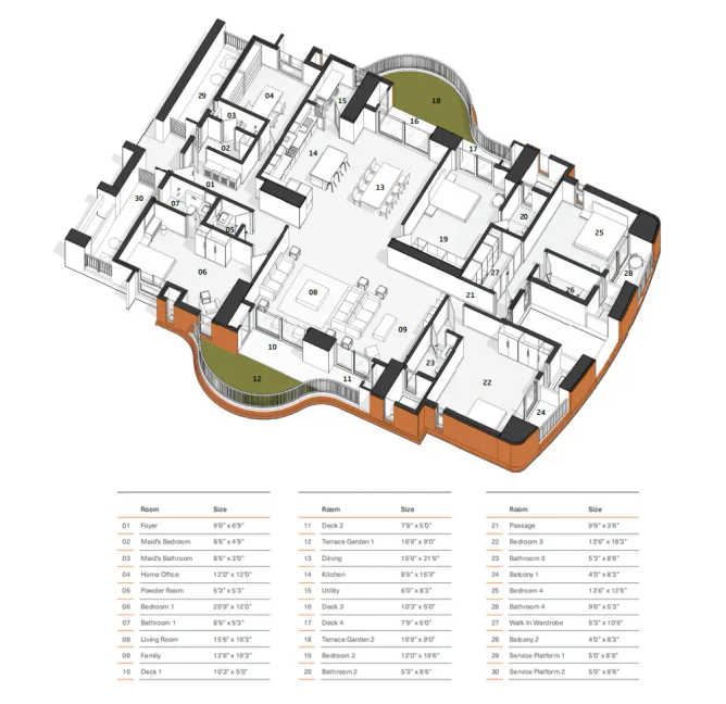 Down By The Water Jakkur - Floor plan 4 BHK 4980 Sq.ft