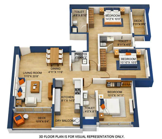 Arkade Pearl Vile Parle - Floor plan 3 BHK 1200 Sq.ft