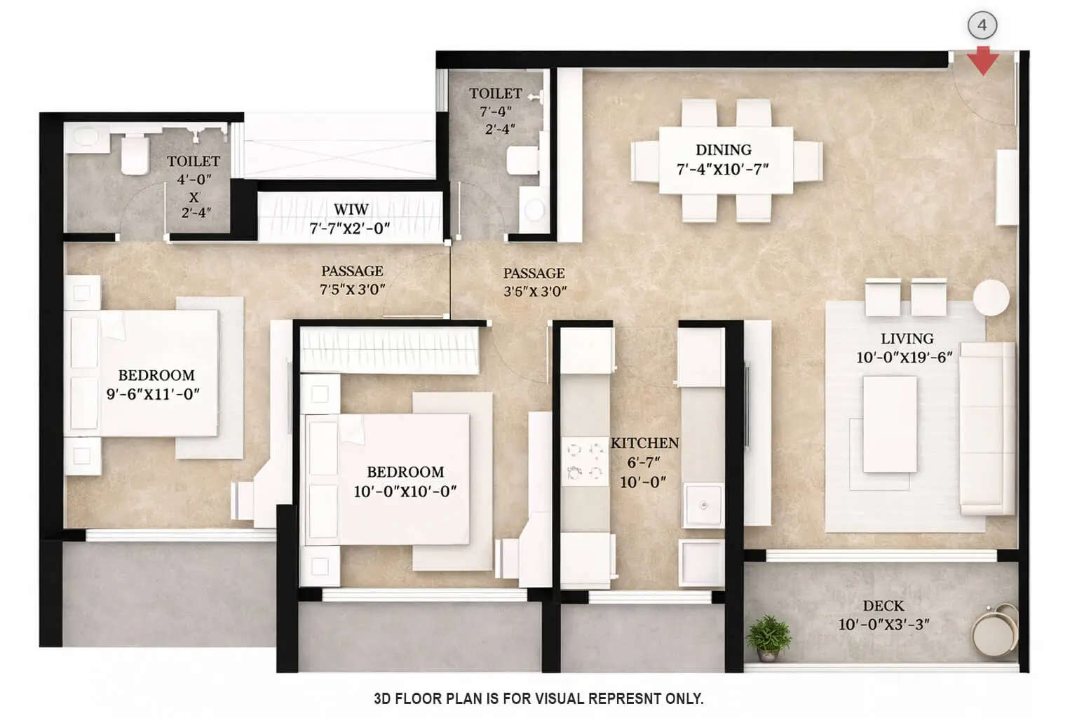 Floor plan for 2 BHK