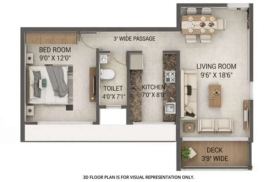 Floor plan for 1 BHK