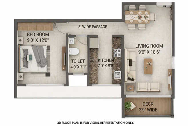Today Saubhagyam Panvel - Floor plan 1 BHK 436 Sq.ft