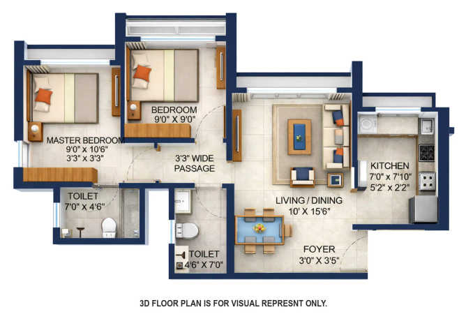 Runwal Forest Kanjurmarg - Floor plan 1.5 BHK 535 Sq.ft