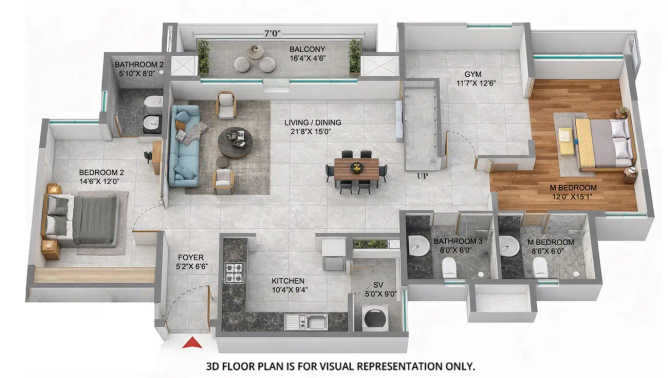 Purva Somerset House Guindy - Floor plan 3 BHK 2651 Sq.ft