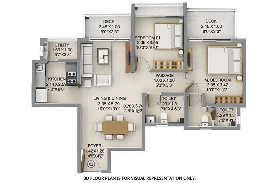 Floor plan for 2 BHK