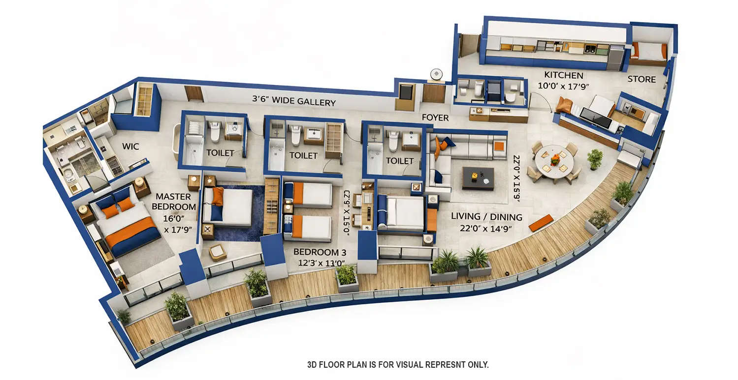 Floor plan for 4 BHK