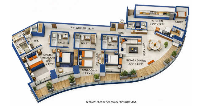 Lodha World One Lower Parel - Floor plan 4 BHK  Sq.ft