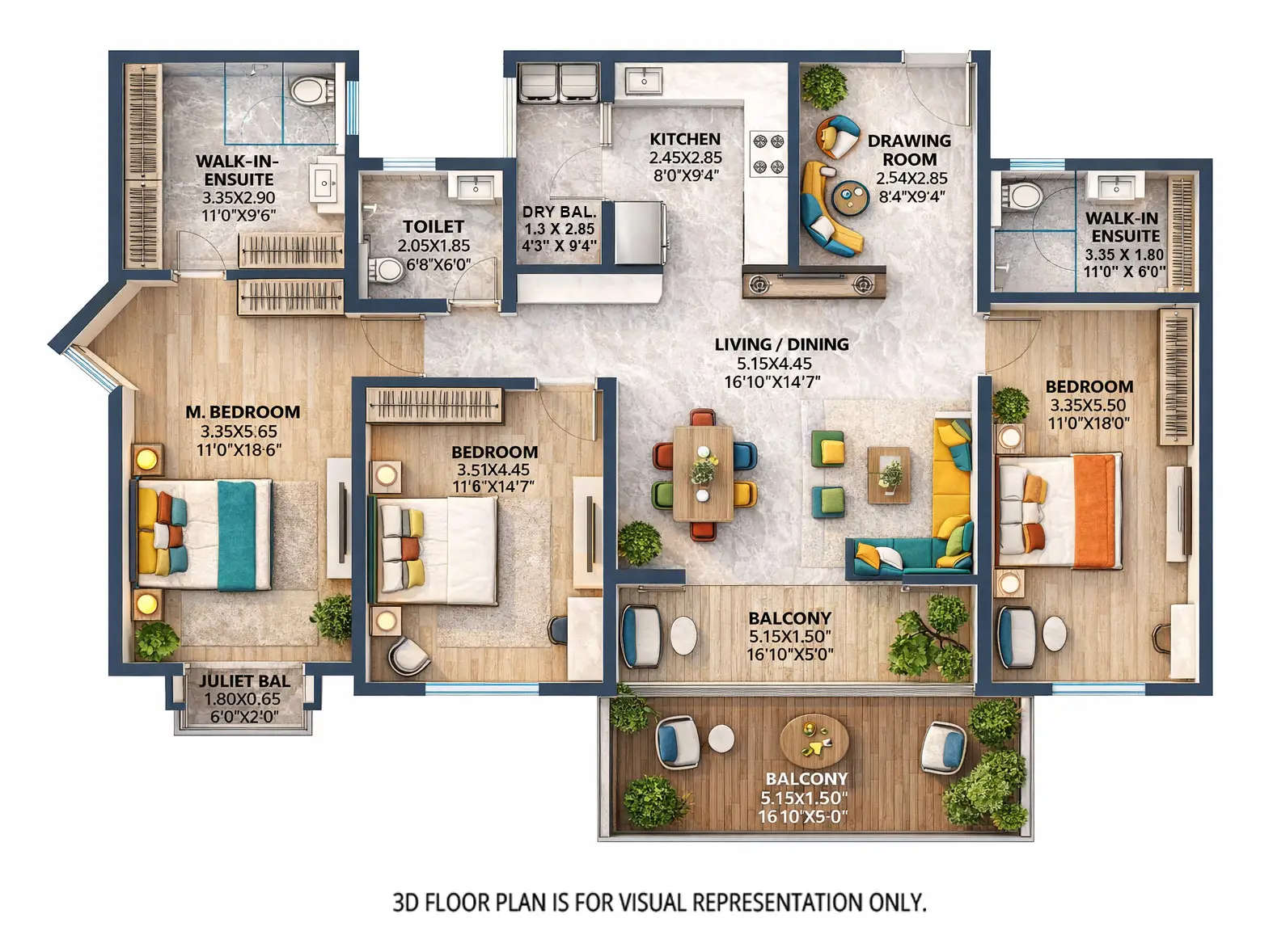 Floor plan for 3.5 BHK