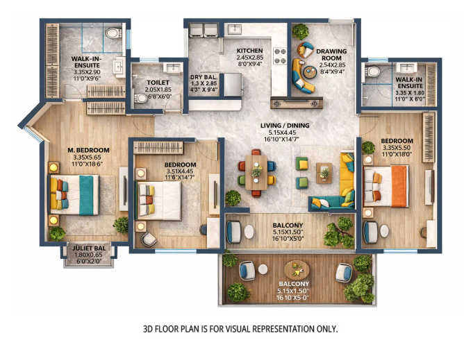 Ganga Legends County Bavdhan - Floor plan 3.5 BHK 1470 Sq.ft